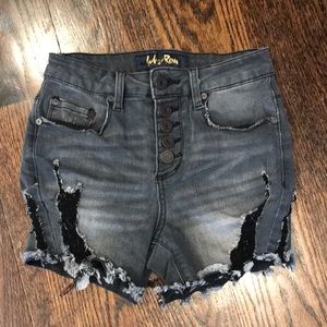 Black denim shorts